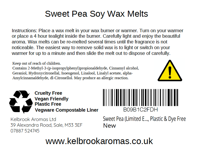Sweet Pea Scented Soy Wax Melts – 16 pack