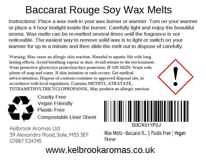 BACCARAT ROUGE - Highly Scented Soy Wax Melts – 16 pack