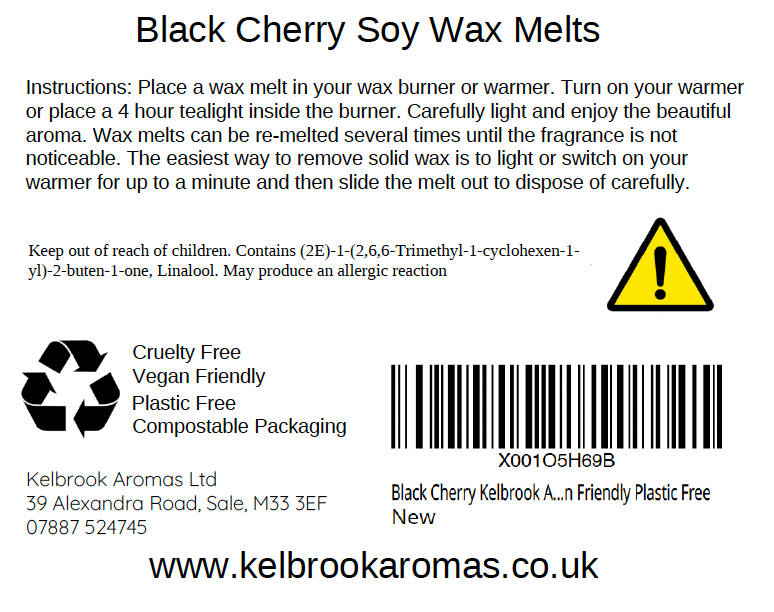 Black Cherry Scented Soy Wax Melts – 16 pack