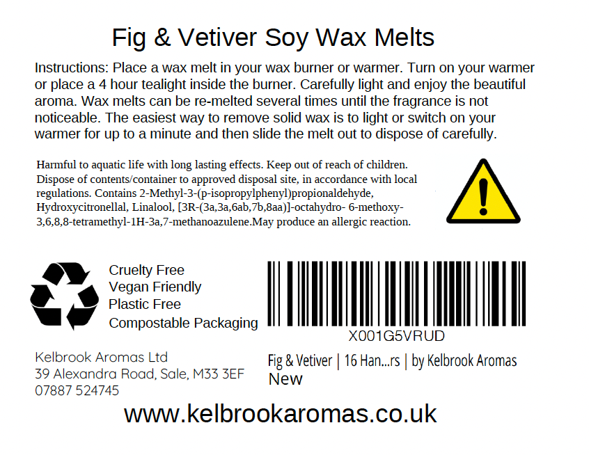 Fig & Vetiver Scented Soy Wax Melts – 16 pack