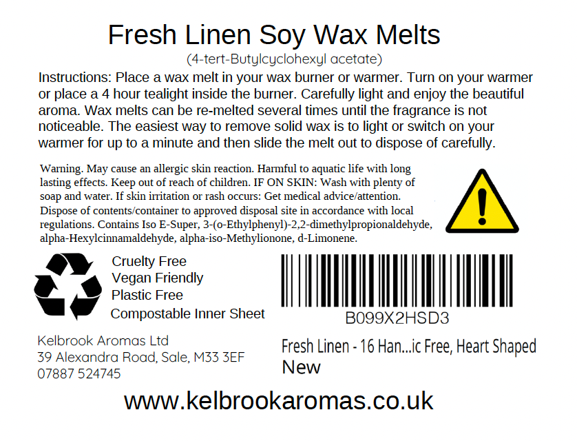 Fresh Linen Highly Scented Soy Wax Melts – 16 pack