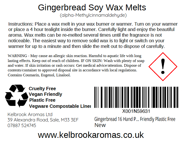 Gingerbread Scented Soy Wax Melts – 16 pack