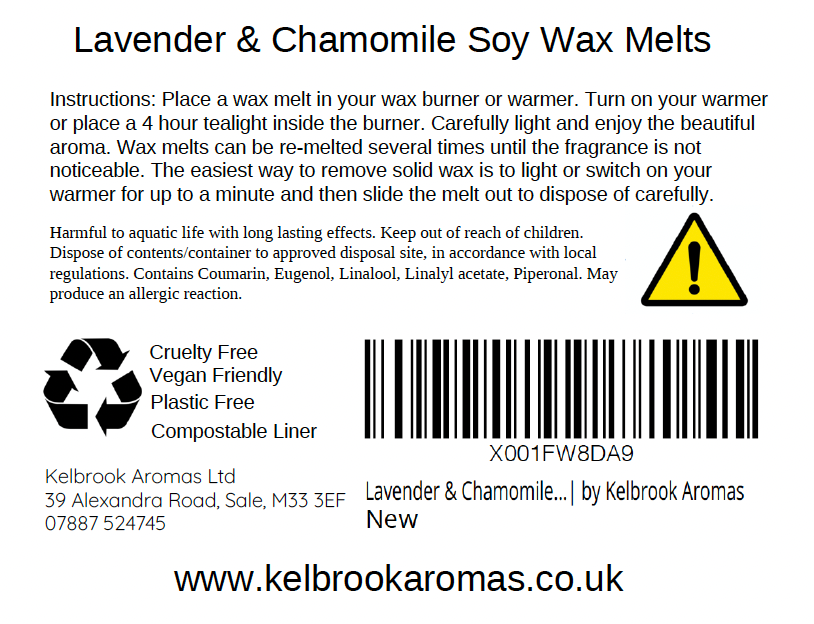 Lavender & Chamomile Scented Soy Wax Melts – 16 pack