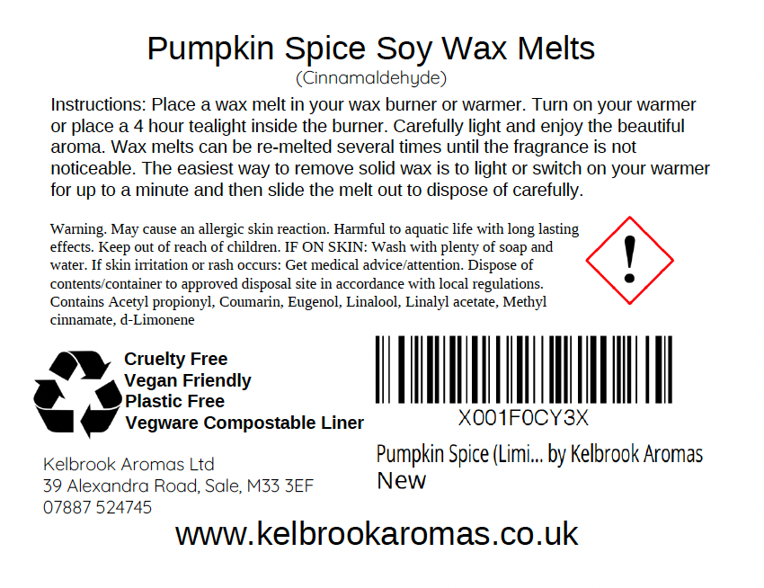 Pumpkin Spice Scented Soy Wax Melts – 16 pack