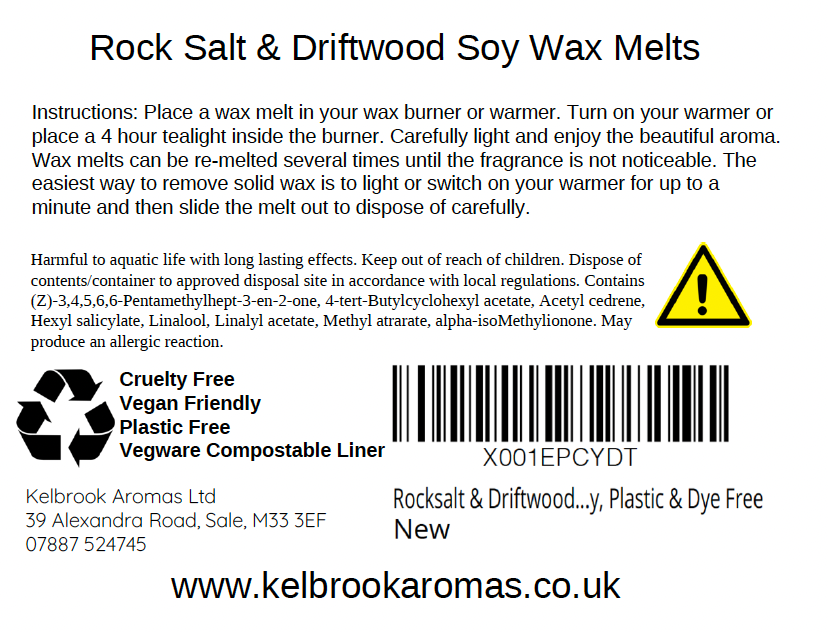 Rock Salt & Driftwood Scented Soy Wax Melts – 16 pack