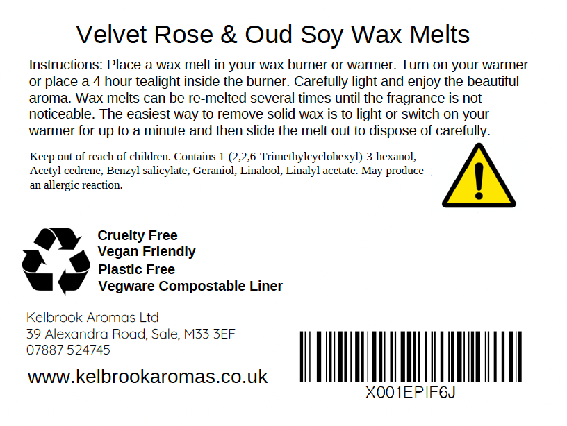 Velvet Rose & Oud Scented Soy Wax Melts – 16 pack